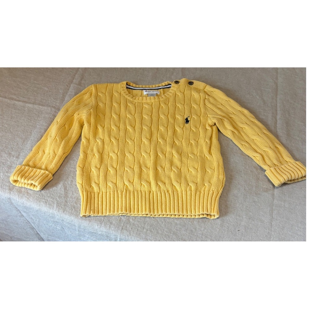 Ralph Lauren Kids Yellow Cable Knit Cotton Sweater 24M
